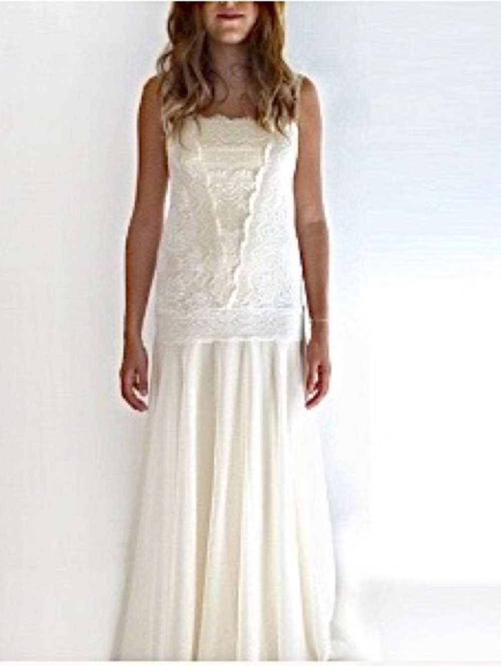 Lace and Chiffon Women's Dress - Cream - Picture 3 of 3